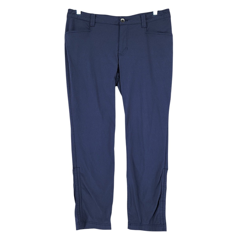 Eddie Bauer Nylon Pants 12 Wom 34x27 Navy Blue Stretch Hiking Outdoor Ankle Vent